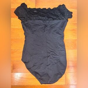 Black Lace Off-Shoulder Adult Large Leotard
